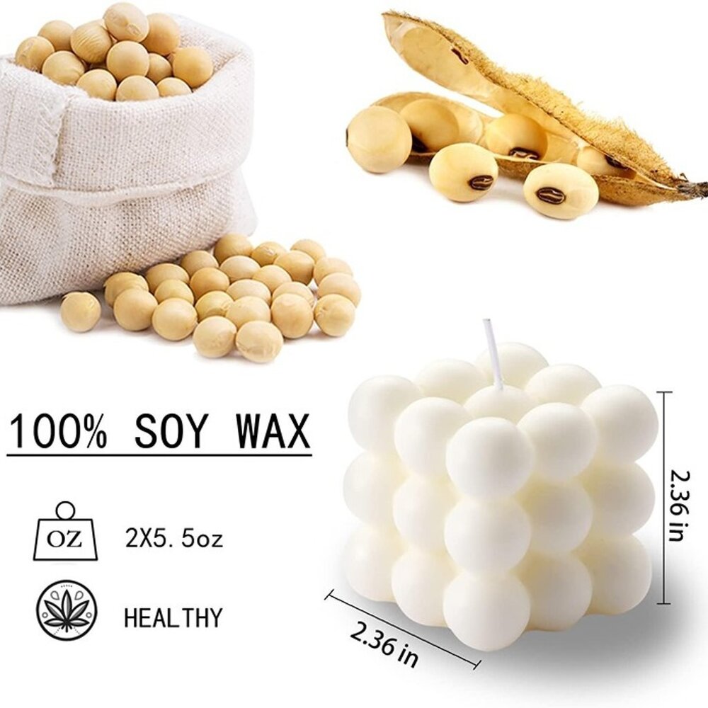 NEW Set 2 Bubble Candle -Cube Soy Wax Candles, Home Decor Candle,Scented Candle - Picture 3 of 8